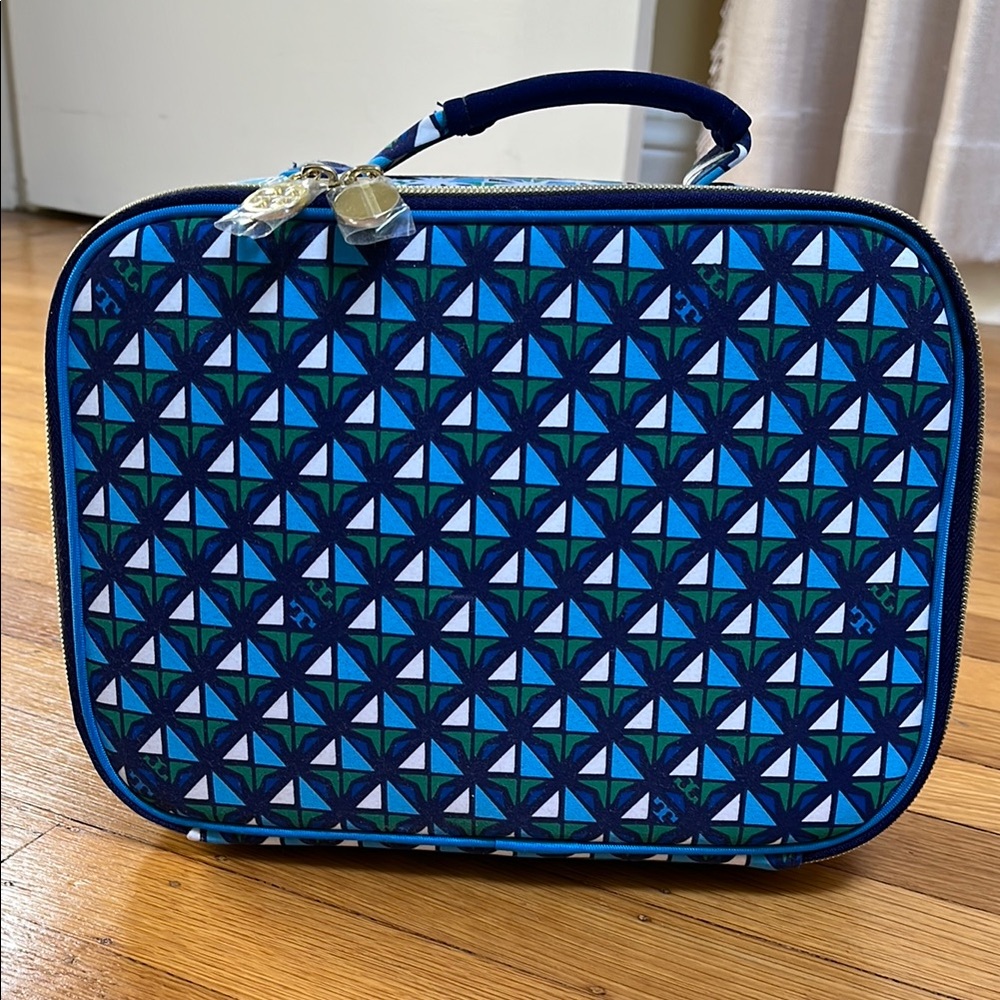Geometric Blue and Green Travel Case